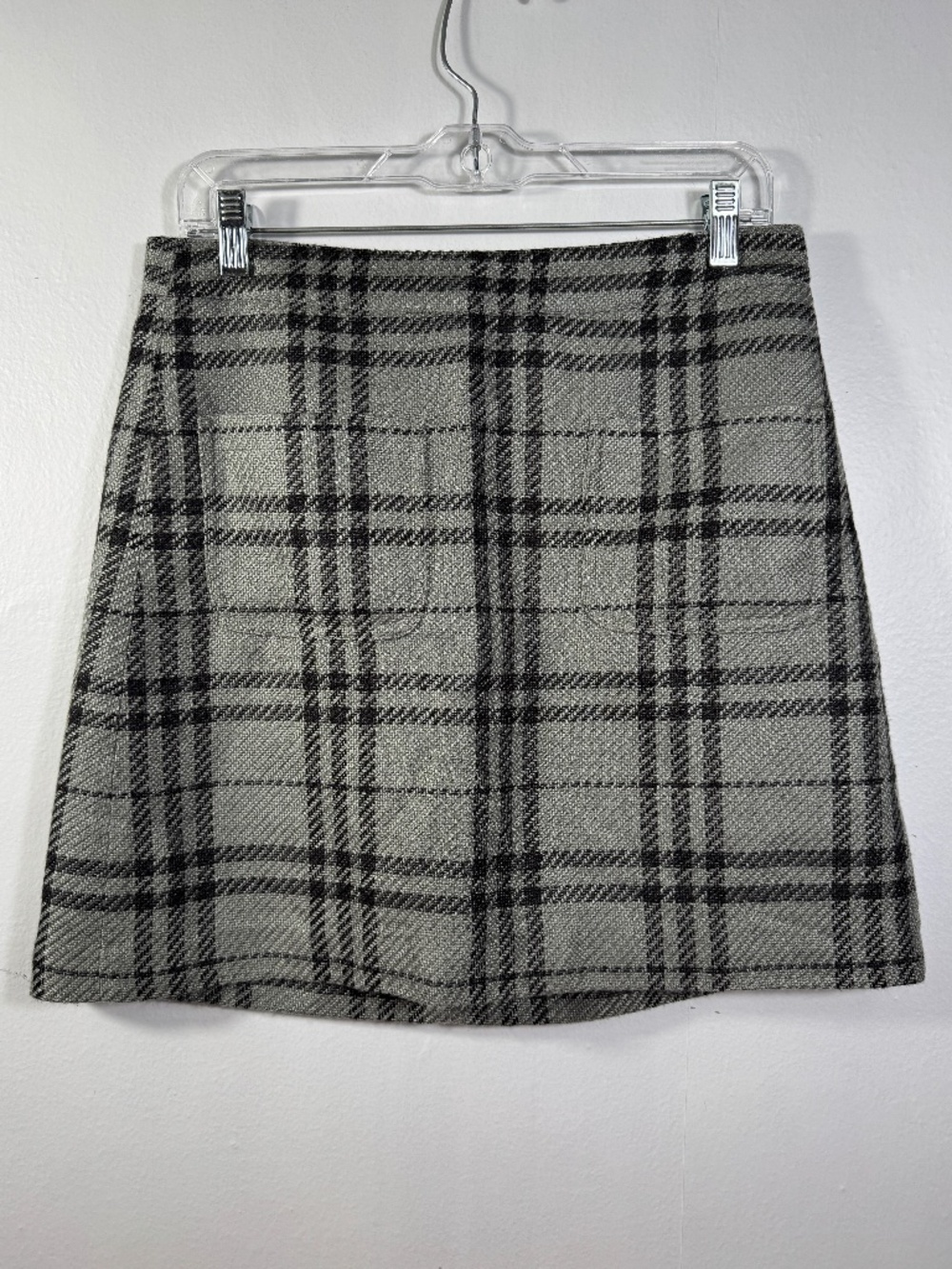 J.Crew Factory Womens Grey Plaid Mini Skirt Size 6‎ Dark Academia Preppy A-Line